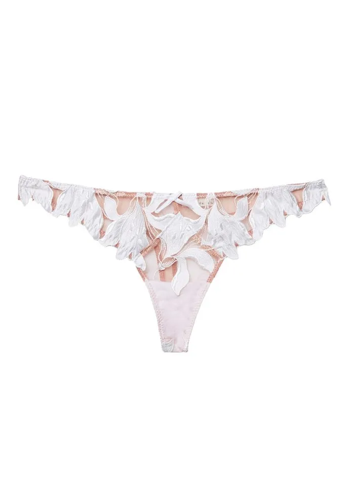 Fleur Du Mal Bridal Women Lily Embroidery Hipster Thong Ivory Fleur Du Mal Bridal Women Lily Embroidery Hipster Thong Ivory