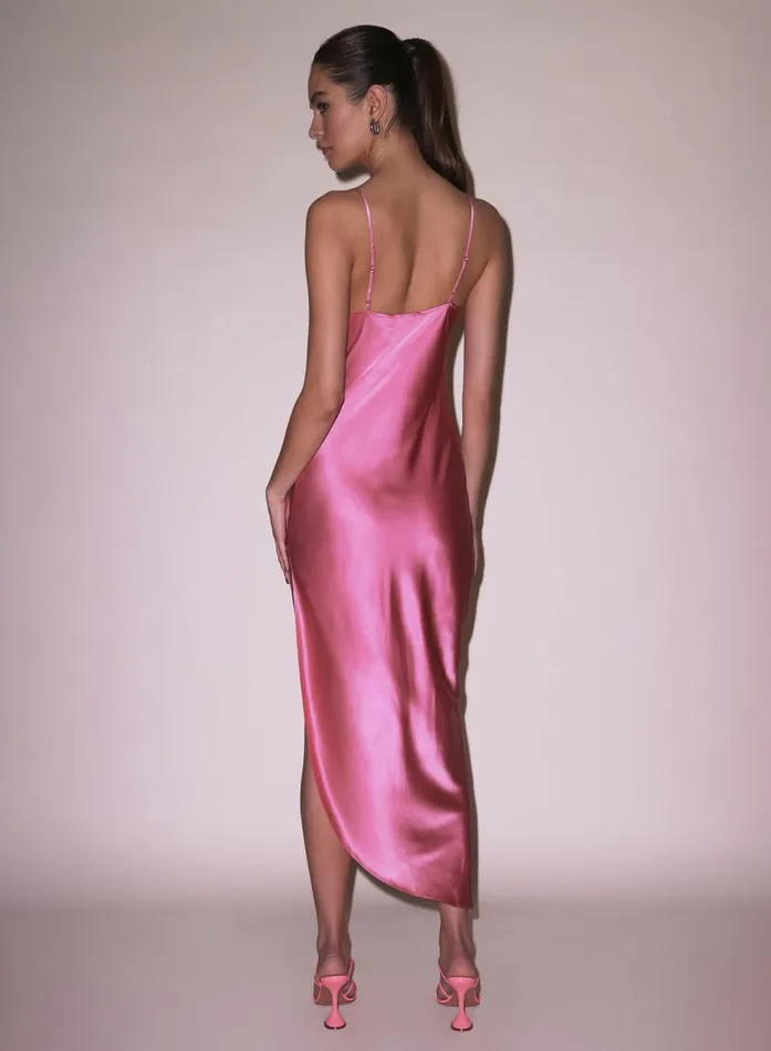 Fleur Du Mal Dresses Women High Slit Slip With Lace Trim Pink Cadillac Fleur Du Mal Dresses Women High Slit Slip With Lace Trim Pink Cadillac