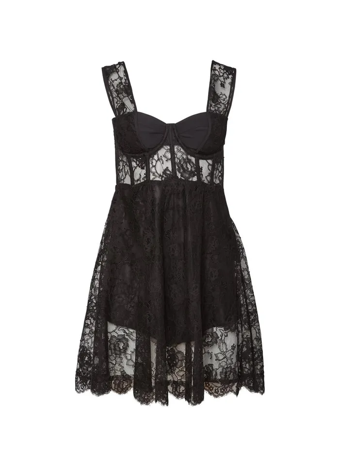 Fleur Du Mal Dresses Women Lace Flare Dress Black Fleur Du Mal Dresses Women Lace Flare Dress Black