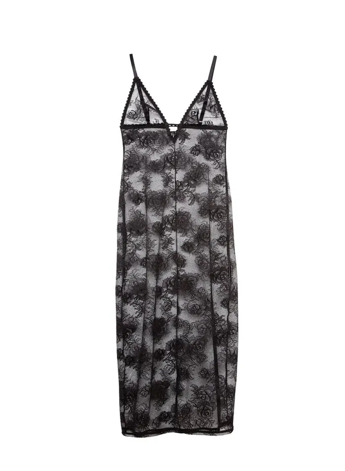 Fleur Du Mal Dresses Women Long Bouquet Lace Slip Black Fleur Du Mal Dresses Women Long Bouquet Lace Slip Black