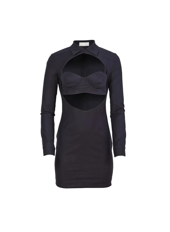 Fleur Du Mal Dresses Women Long Sleeve Cutout Dress Midnight Blue Fleur Du Mal Dresses Women Long Sleeve Cutout Dress Midnight Blue