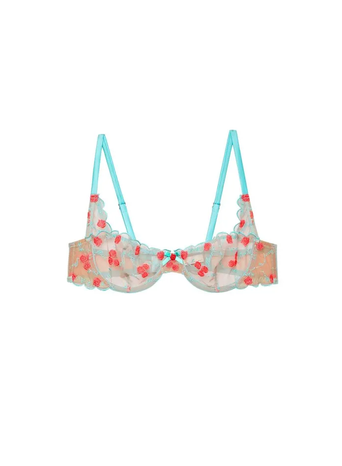 Fleur Du Mal Fuller Cup Bras Women Rose U0026 Vine Embroidery Balconette Bra Bright Jade Fleur Du Mal Fuller Cup Bras Women Rose U0026 Vine Embroidery Balconette Bra Bright Jade