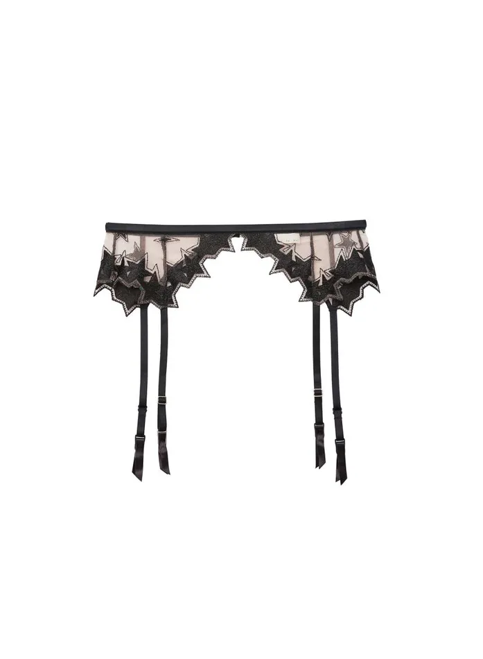 Fleur Du Mal Garters and Belts Women Super Star Garter Belt Black Fleur Du Mal Garters and Belts Women Super Star Garter Belt Black