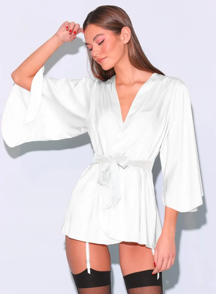Fleur Du Mal Loungewear Women Angel Sleeve Robe Creme