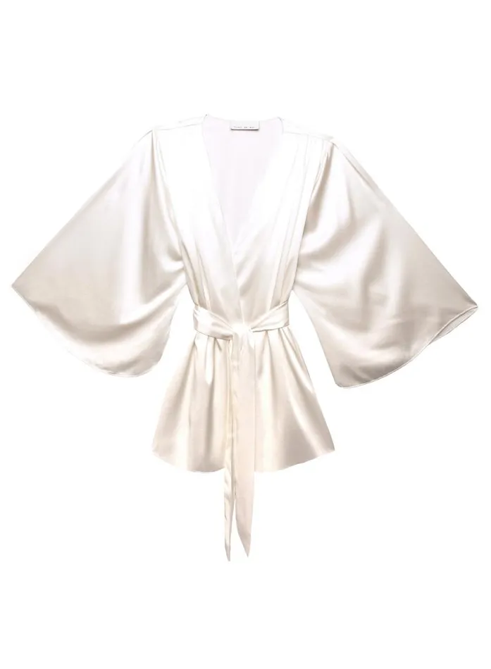 Fleur Du Mal Loungewear Women Angel Sleeve Robe Creme Fleur Du Mal Loungewear Women Angel Sleeve Robe Creme