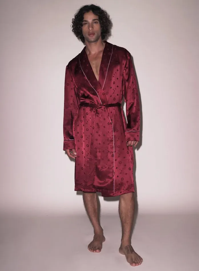 Fleur Du Mal Loungewear Women Men039s Silk Jacquard Robe Barolo