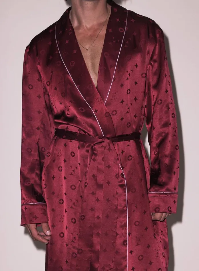 Fleur Du Mal Loungewear Women Men039s Silk Jacquard Robe Barolo Fleur Du Mal Loungewear Women Men039s Silk Jacquard Robe Barolo