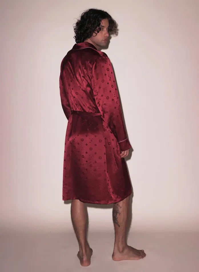 Fleur Du Mal Loungewear Women Men039s Silk Jacquard Robe Barolo Fleur Du Mal Loungewear Women Men039s Silk Jacquard Robe Barolo