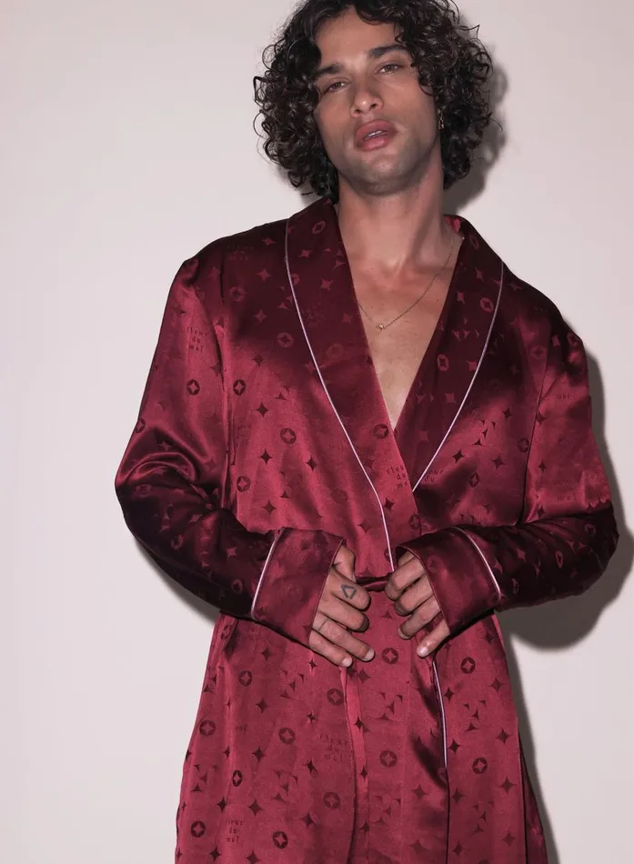 Fleur Du Mal Loungewear Women Men039s Silk Jacquard Robe Barolo Fleur Du Mal Loungewear Women Men039s Silk Jacquard Robe Barolo