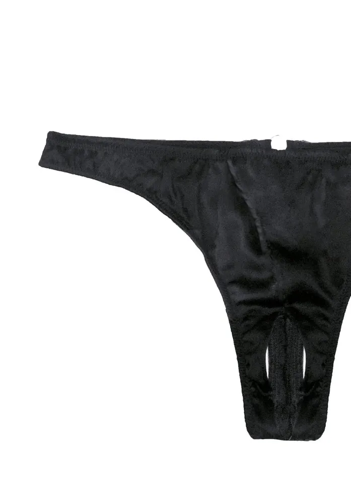 Fleur Du Mal Pleasure Women Luxe Crotchless Thong Black Fleur Du Mal Pleasure Women Luxe Crotchless Thong Black