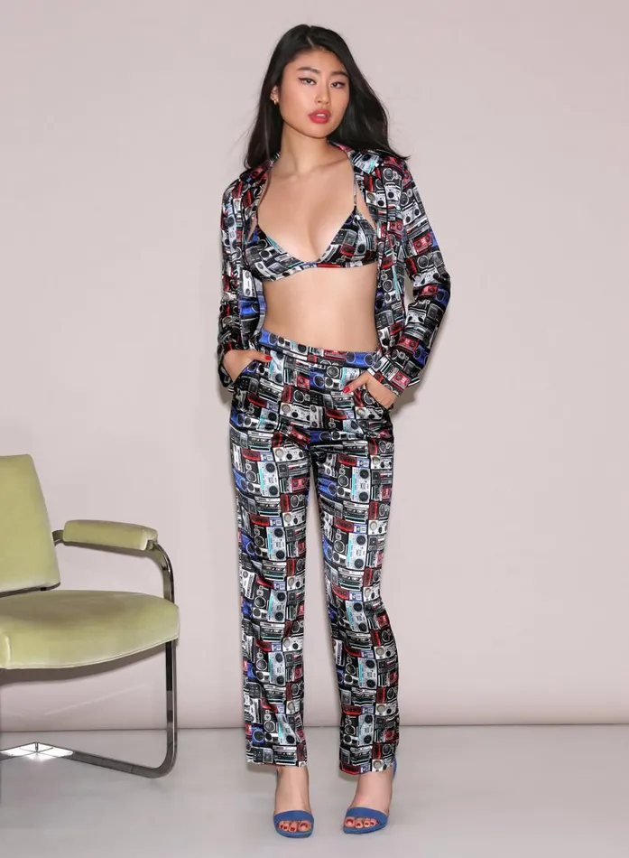 Fleur Du Mal Sleepwear Women Fleur PJ Top Boombox Print Fleur Du Mal Sleepwear Women Fleur PJ Top Boombox Print