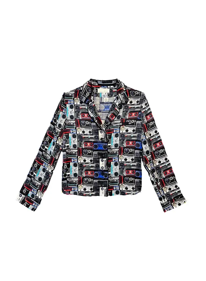 Fleur Du Mal Sleepwear Women Fleur PJ Top Boombox Print Fleur Du Mal Sleepwear Women Fleur PJ Top Boombox Print