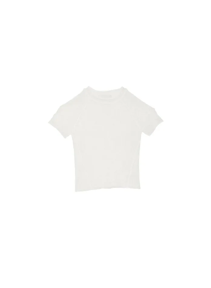 Fleur Du Mal TShirts and Short Sleeves Women Lace Pointelle Tee Ivory Fleur Du Mal TShirts and Short Sleeves Women Lace Pointelle Tee Ivory