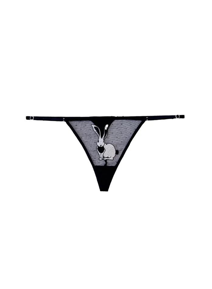 Fleur Du Mal Thongs Women Bunny VString Black Fleur Du Mal Thongs Women Bunny VString Black