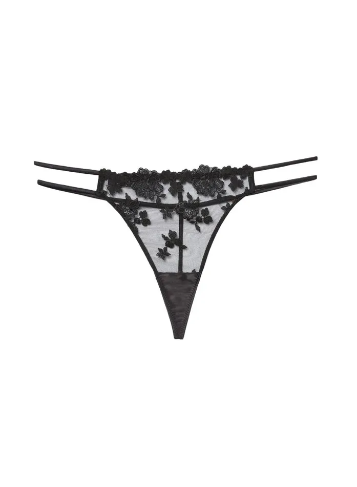 Fleur Du Mal Thongs Women Nailhead Embroidery Thong Black Fleur Du Mal Thongs Women Nailhead Embroidery Thong Black