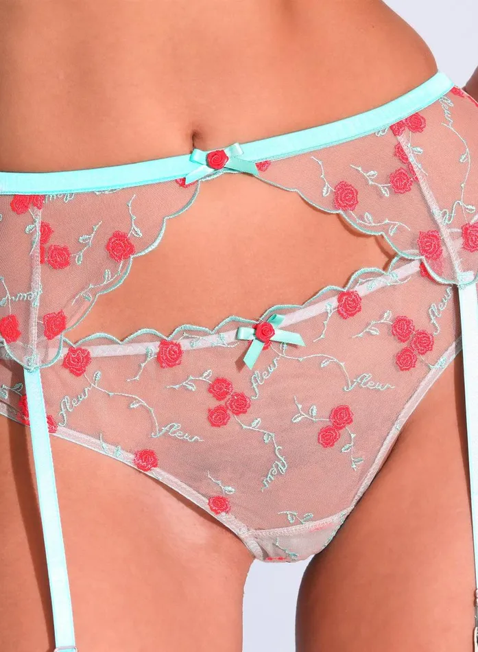 Fleur Du Mal Thongs Women Rose U0026 Vine Embroidery Thong Bright Jade Fleur Du Mal Thongs Women Rose U0026 Vine Embroidery Thong Bright Jade