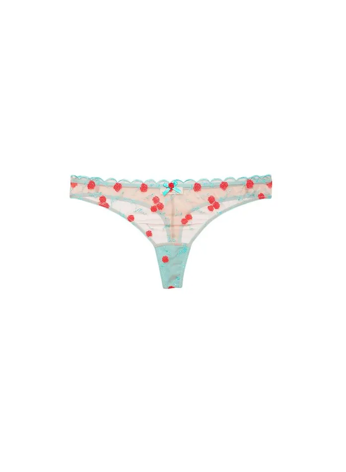 Fleur Du Mal Thongs Women Rose U0026 Vine Embroidery Thong Bright Jade Fleur Du Mal Thongs Women Rose U0026 Vine Embroidery Thong Bright Jade