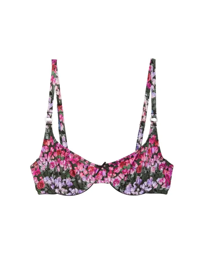 Fleur Du Mal Underwire Bras Women Jersey Scooped Balconette Bra Rose Stripe Fleur Du Mal Underwire Bras Women Jersey Scooped Balconette Bra Rose Stripe