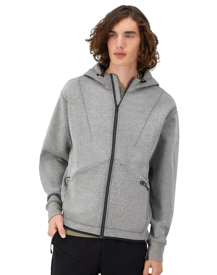 Flex ZipFront Hoodie Script Logo Oxford Grey Men Champion Jackets