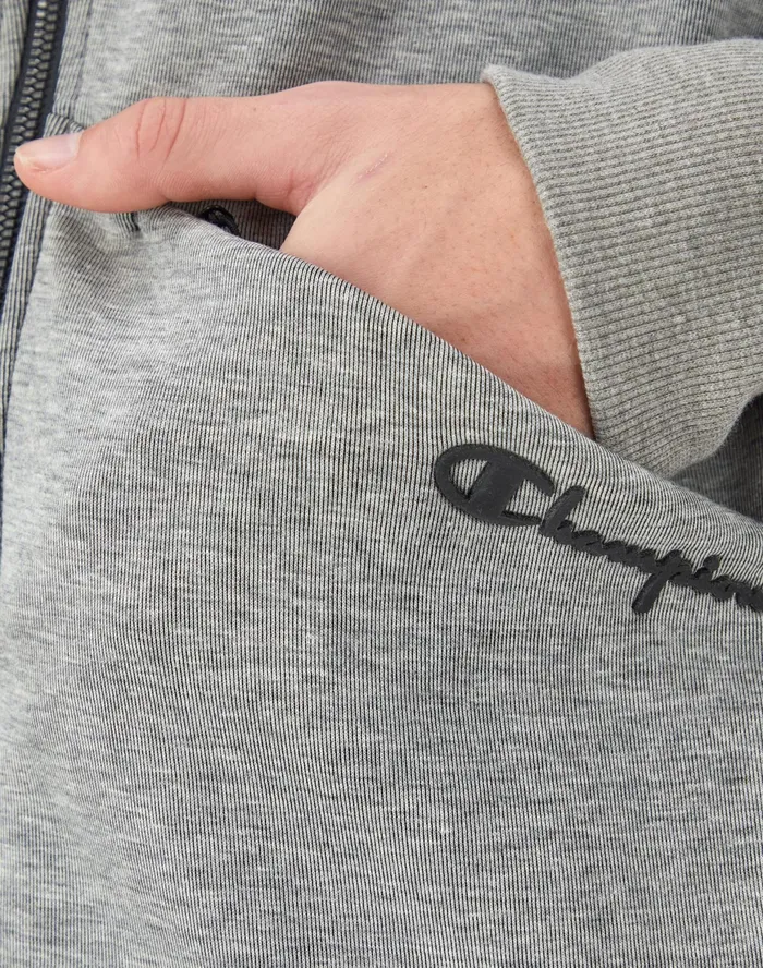 Flex ZipFront Hoodie Script Logo Oxford Grey Men Champion Jackets