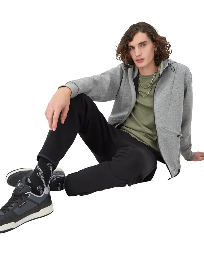 Flex ZipFront Hoodie Script Logo Oxford Grey Men Champion Jackets