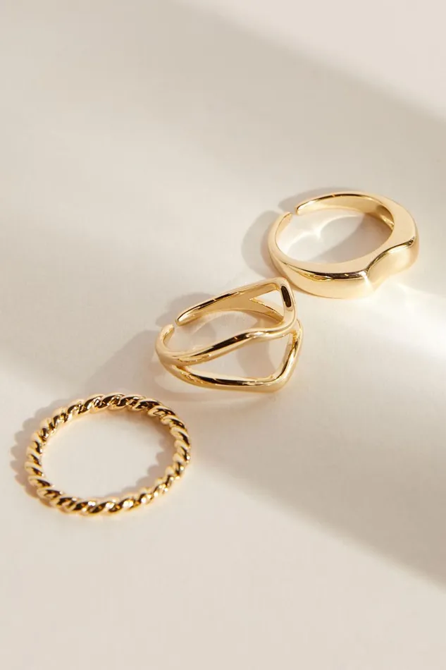 Florice 3 Pack Ring Set In Gold Women Showpo Rings