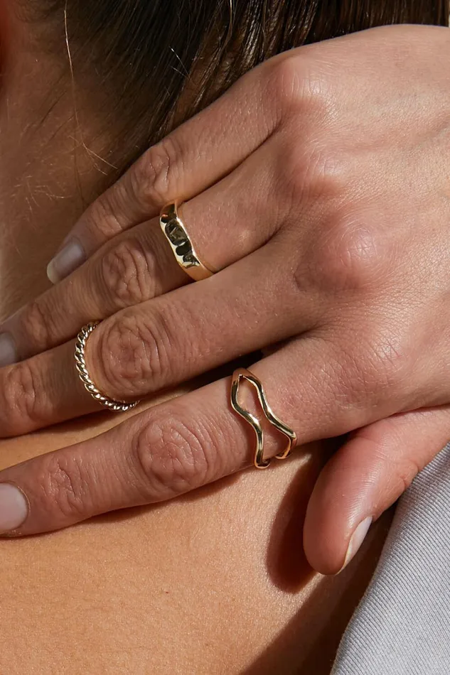 Florice 3 Pack Ring Set In Gold Women Showpo Rings