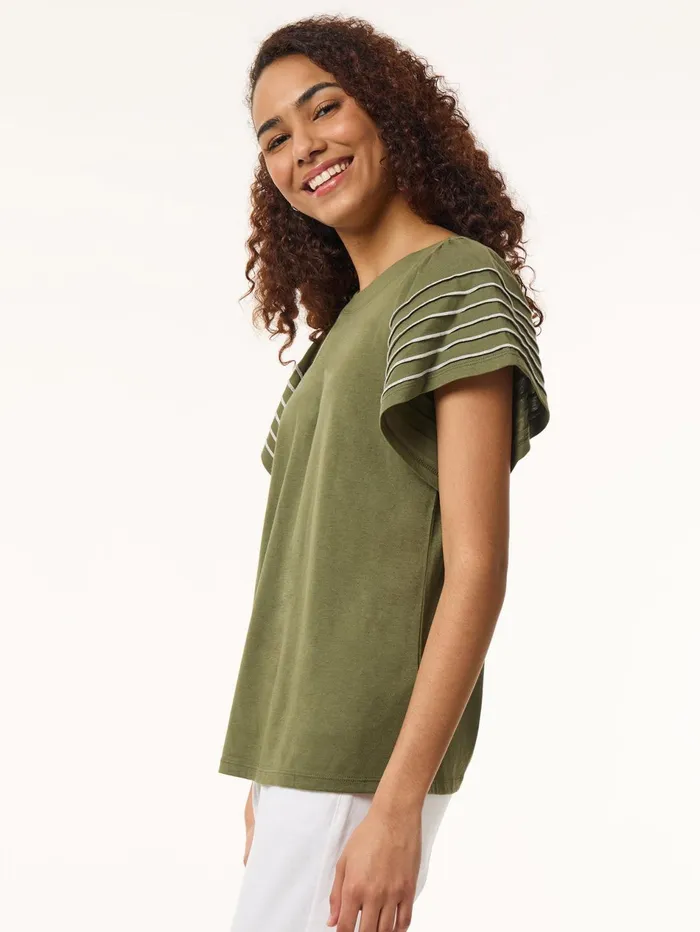 Flutter ShortSleeve Top Cotton Modal Women Jones New York Sale Flutter ShortSleeve Top Cotton Modal Women Jones New York Sale