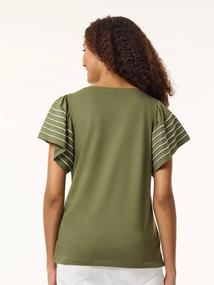 Flutter ShortSleeve Top Cotton Modal Women Jones New York Sale Flutter ShortSleeve Top Cotton Modal Women Jones New York Sale
