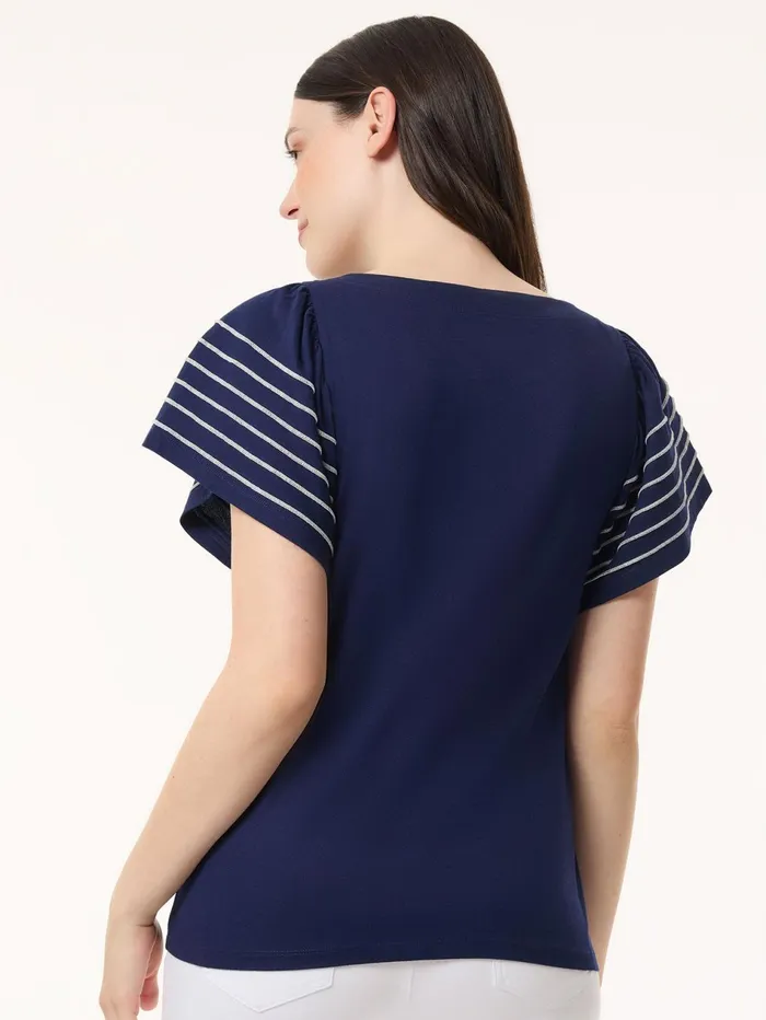 Flutter ShortSleeve Top Cotton Modal Women Jones New York Tops and Blouses Flutter ShortSleeve Top Cotton Modal Women Jones New York Tops and Blouses