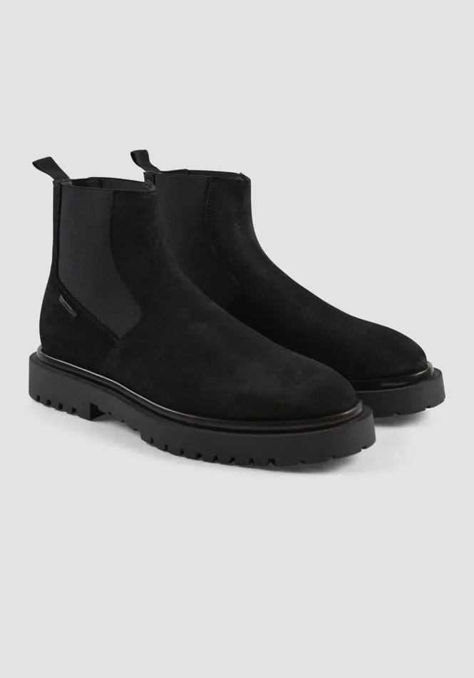 Formal Shoes Men Antony Morato Avedon Chelsey Boot In Suede Black