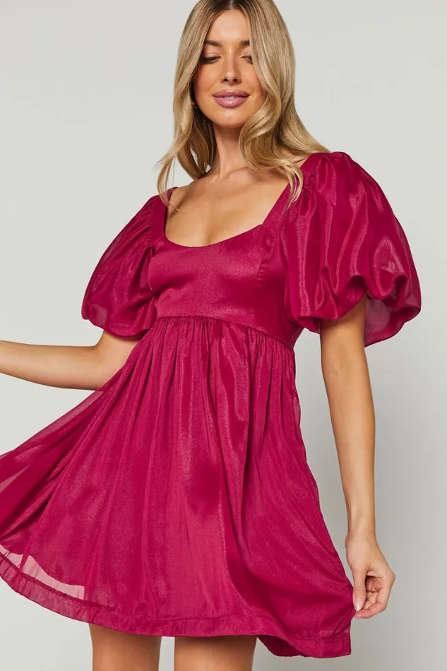 Francis Mini Dress 8211 Puff Sleeve Dress In Mulberry Women Showpo Dresses