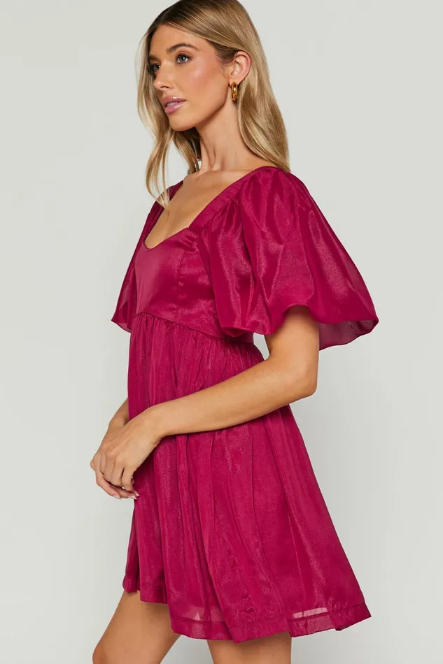 Francis Mini Dress 8211 Puff Sleeve Dress In Mulberry Women Showpo Dresses