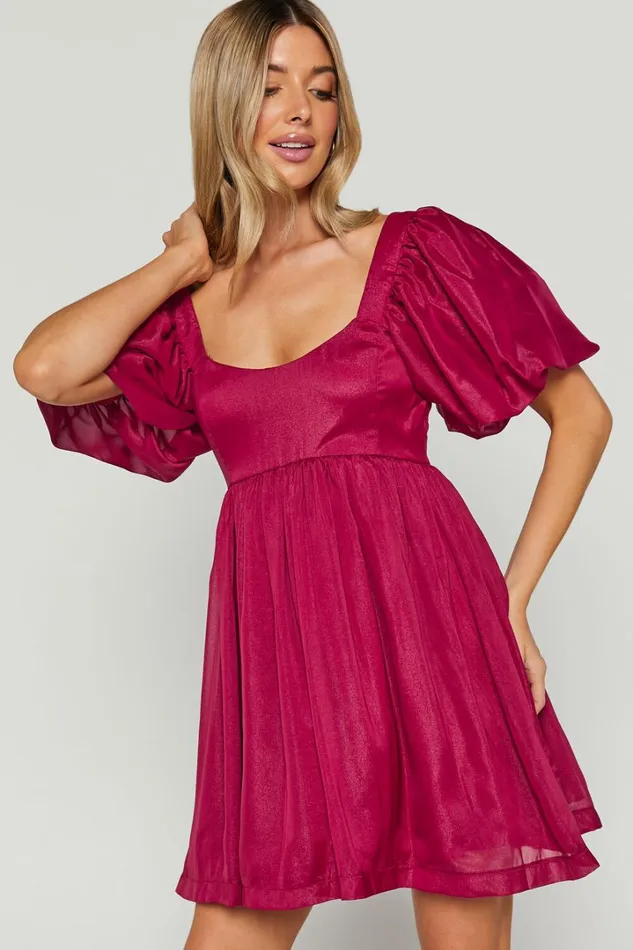 Francis Mini Dress 8211 Puff Sleeve Dress In Mulberry Women Showpo Dresses