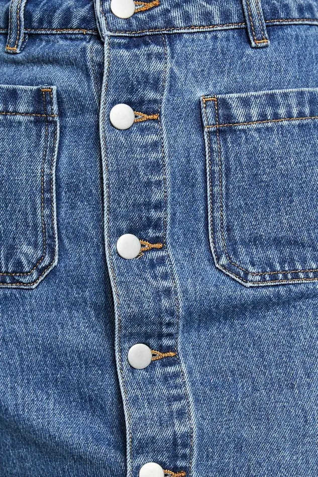 Gertrude Mini Skirt 8211 High Waist Button Through Denim Skirt In Mid Blue Wash Women Showpo Conscious