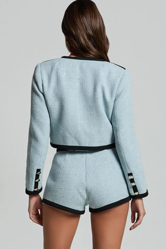 Gina Jacket 8211 Contrast Button Through Jacket In Ice Blue Women Showpo Jackets and Coats
