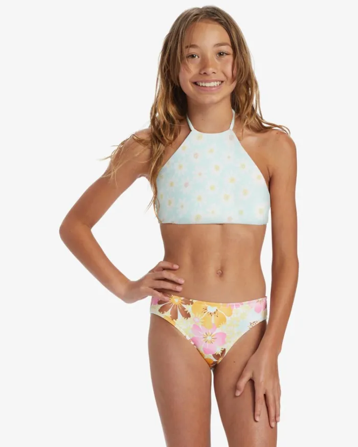 Girl039s Flower Power Rev High Neck Set Bikini Set Multi Kids Billabong Girls039 Swimwear