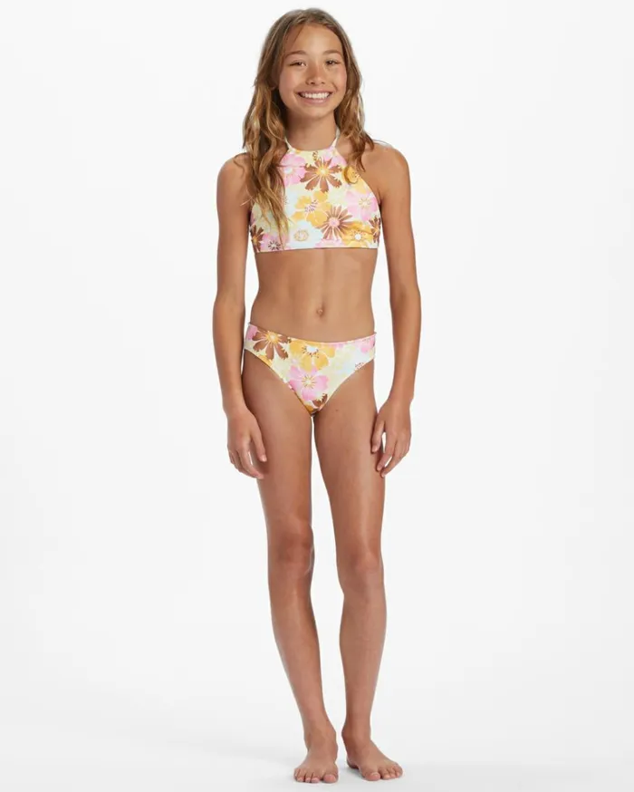 Girl039s Flower Power Rev High Neck Set Bikini Set Multi Kids Billabong Girls039 Swimwear