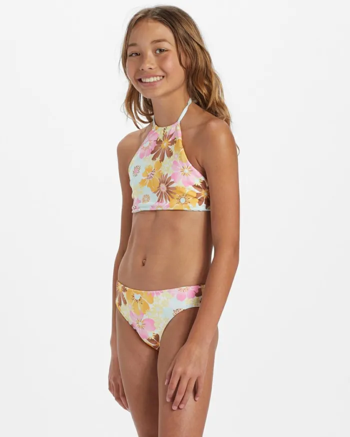 Girl039s Flower Power Rev High Neck Set Bikini Set Multi Kids Billabong Girls039 Swimwear