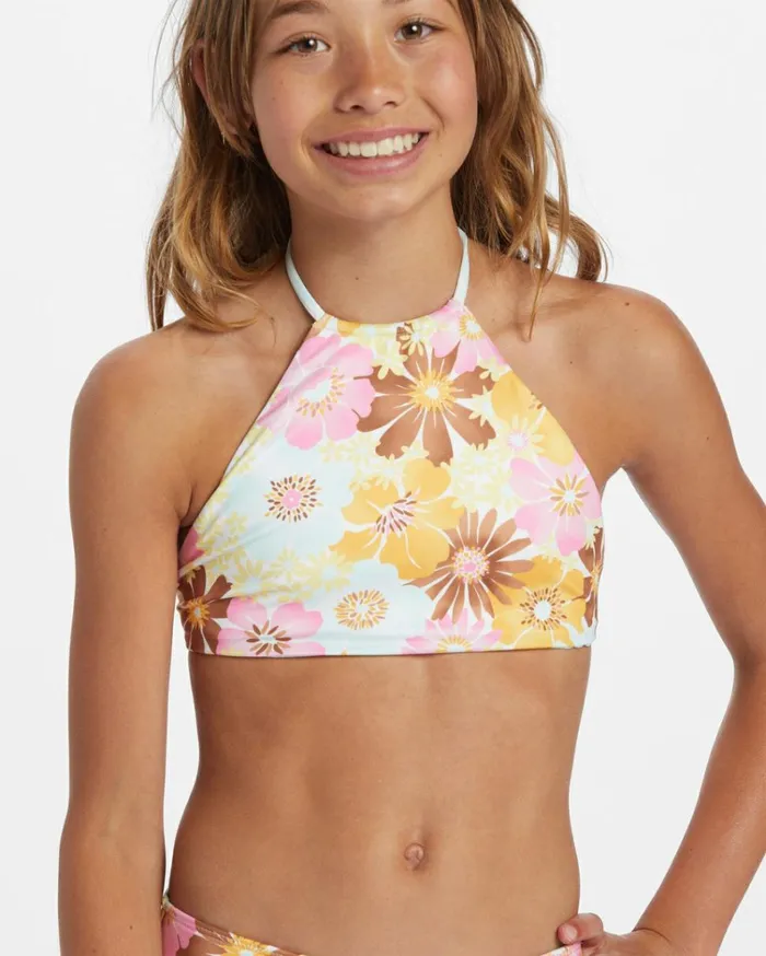 Girl039s Flower Power Rev High Neck Set Bikini Set Multi Kids Billabong Girls039 Swimwear