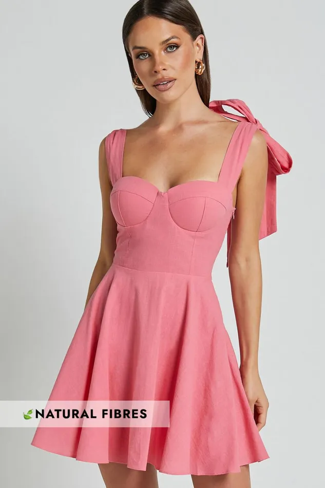 Girley Mini Dress 8211 Bow Strap Dress In Coral Women Showpo Dresses