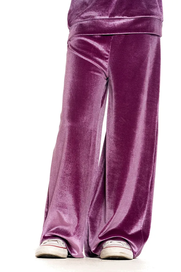 Girls Chaser Brand Stretch Velvet Wide Leg Pant Bottoms