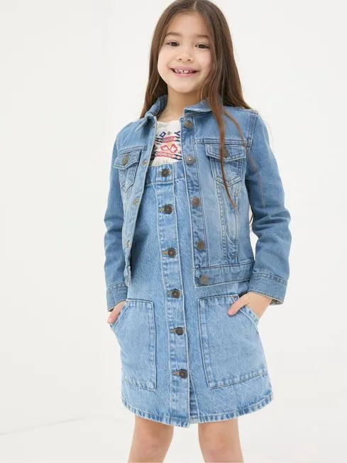 Girls Fatface Coats and Jackets Light Blue Plain Denim Jacket