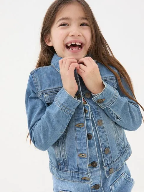 Girls Fatface Coats and Jackets Light Blue Plain Denim Jacket