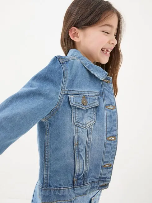 Girls Fatface Coats and Jackets Light Blue Plain Denim Jacket