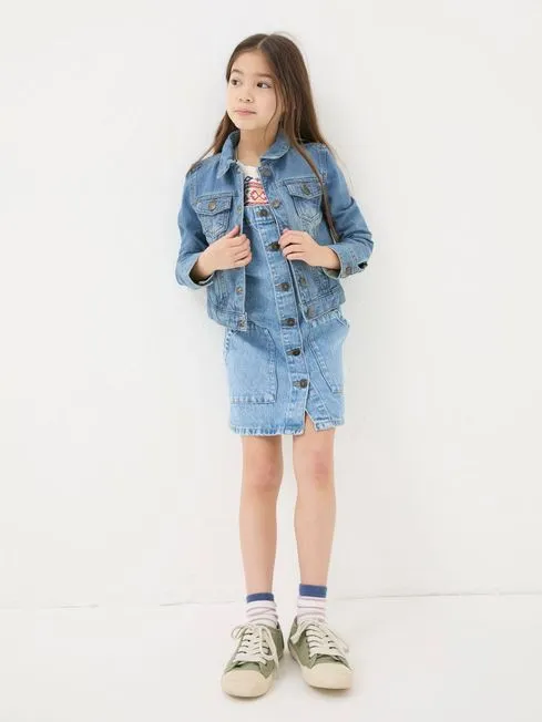 Girls Fatface Coats and Jackets Light Blue Plain Denim Jacket