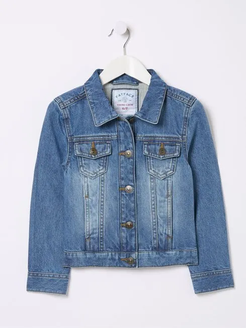 Girls Fatface Coats and Jackets Light Blue Plain Denim Jacket