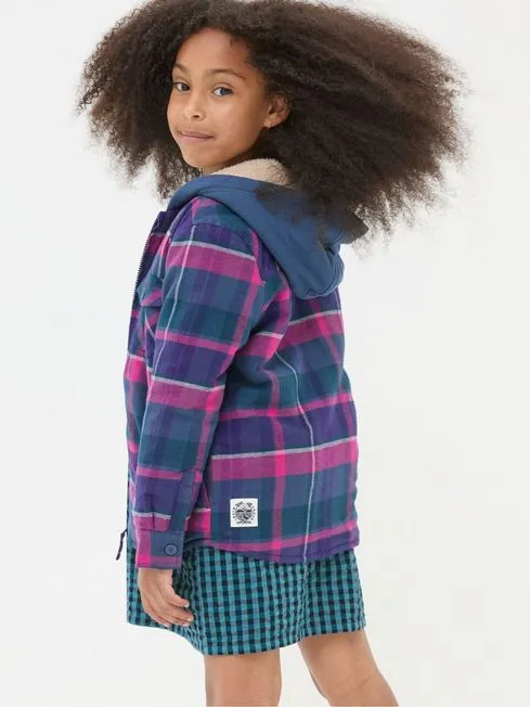 Girls Fatface Coats and Jackets Purple Check Shacket