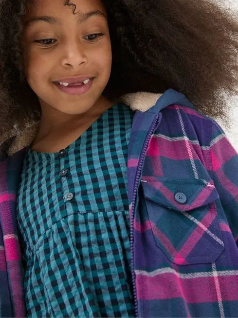 Girls Fatface Coats and Jackets Purple Check Shacket