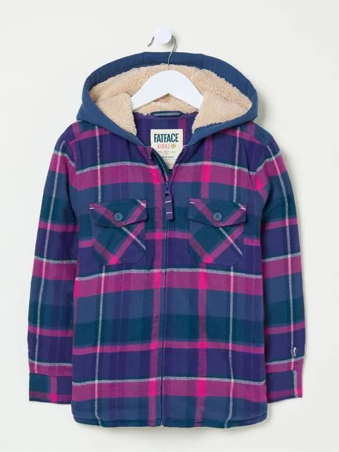 Girls Fatface Coats and Jackets Purple Check Shacket